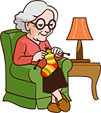 Grand-mère de 80 ans à tricoter une chaussette