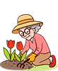Grand-mère de 70 ans jardinage
