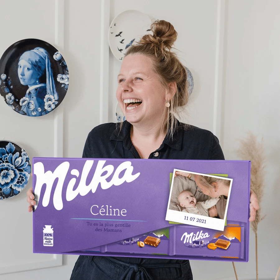 Méga tablette de chocolat Milka personnalisée - cadeau Fête des mères
