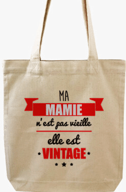 Sac en coton - Cadeau pour Grand-mère sac mamie - tote bag en coton