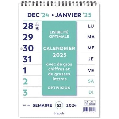 calendrier avec des gros chiffres et lettres