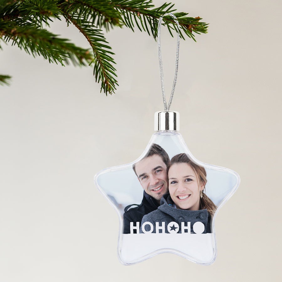 Décoration de Noël - étoile avec photo boules de Noël avec photo - Cadeau grands-parents