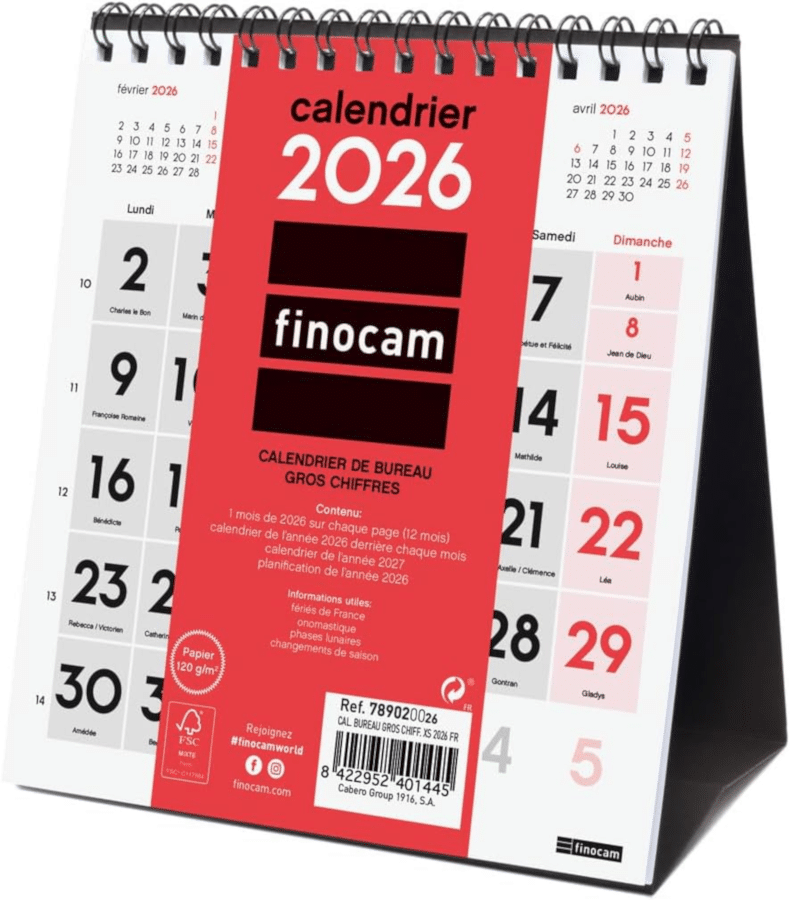 Cadeau senior - calendrier avec des gros chiffres et lettres