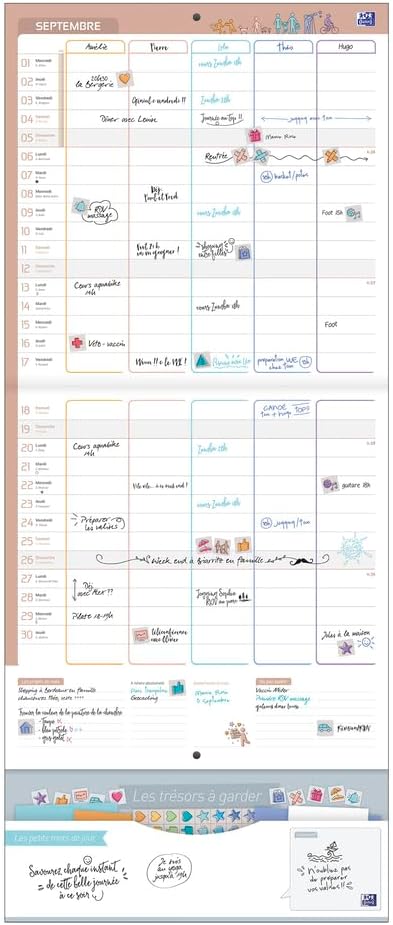 Calendrier familial avec colonnes